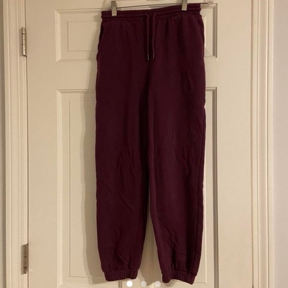 BURGUNDY ZARA PLUSH JOGGERS - Picture 2 of 4